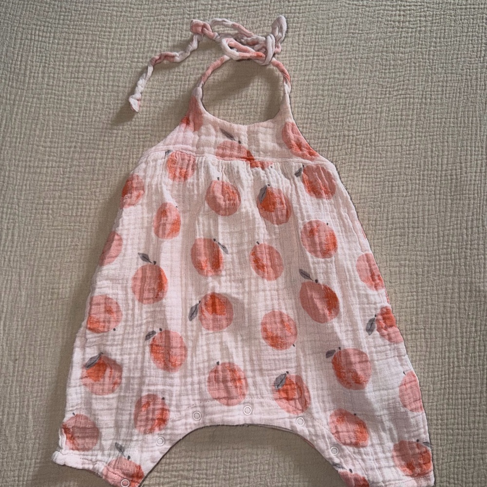 Angel Dear Peach Patterned Halter Romper